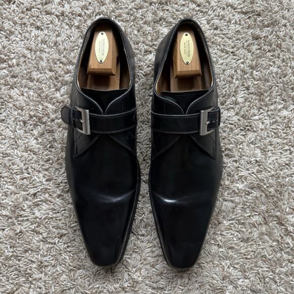 Magnanni Marco II Single Monk Strap Black Leather Dress Shoes Men\'s Size 13 M